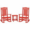 Polywood Presidential Sunset Red Patio Set with South Beach Side Table and 2 Rocking Chairs 633PWS1661SR
